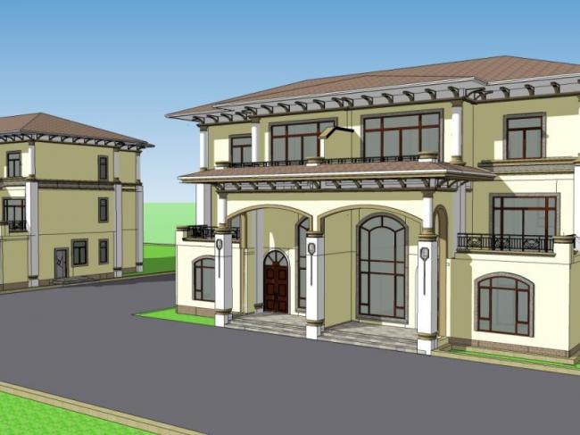 Sketchup别墅模型|独栋别墅，现代风格