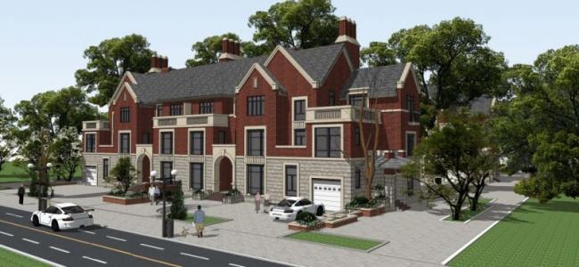 Sketchup别墅模型|联排别墅，现代风格