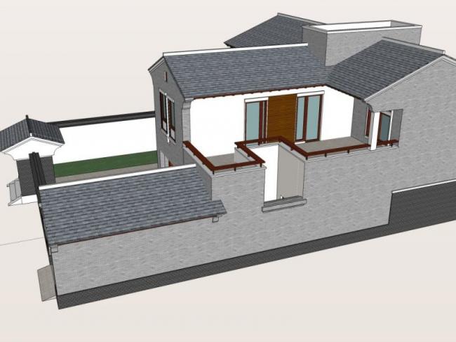 Sketchup别墅模型|独栋别墅，中式风格
