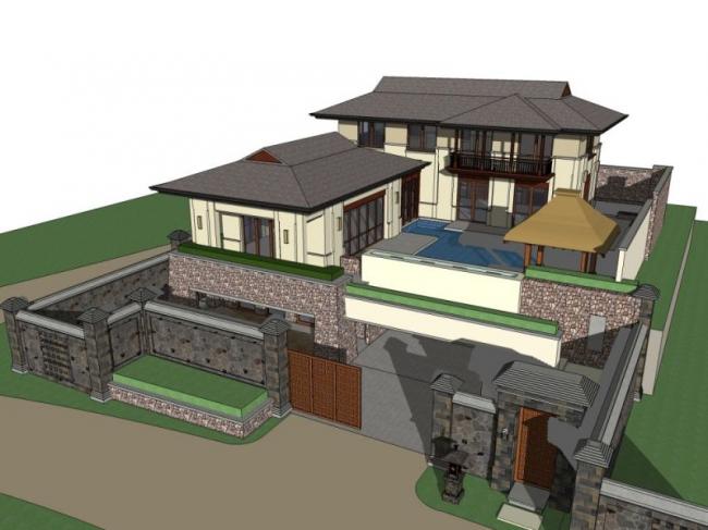 Sketchup别墅模型|叠拼别墅，现代风格