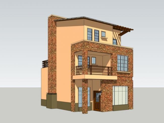 Sketchup别墅模型|独栋别墅，现代风格