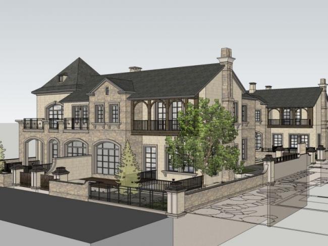 Sketchup别墅模型|双拼别墅，现代风格