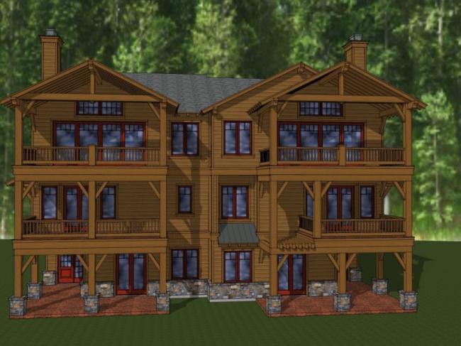 Sketchup别墅模型|双拼别墅，现代风格