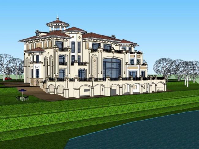 Sketchup别墅模型|独栋别墅，现代风格