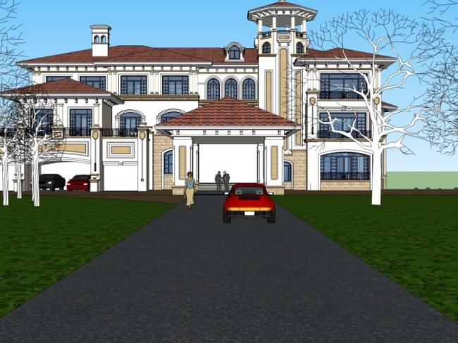 Sketchup别墅模型|独栋别墅，现代风格