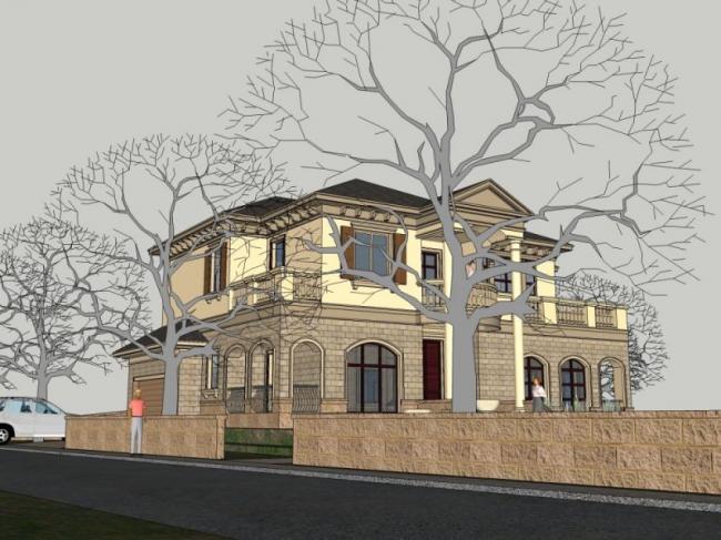 Sketchup别墅模型|独栋别墅，古典风格