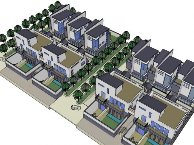 Sketchup别墅模型|联排别墅，现代中式风格