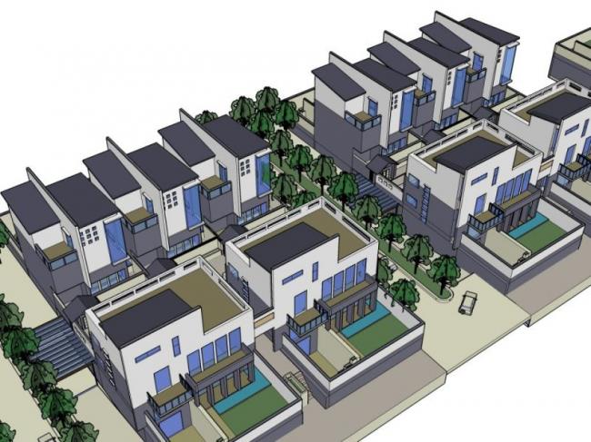 Sketchup别墅模型|联排别墅，现代中式风格