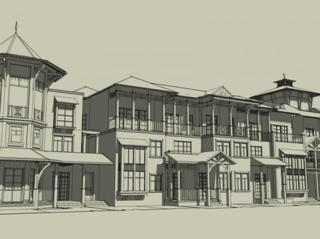 Sketchup别墅模型|联排别墅，欧式风格