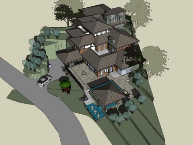 Sketchup别墅模型|叠拼别墅，现代风格