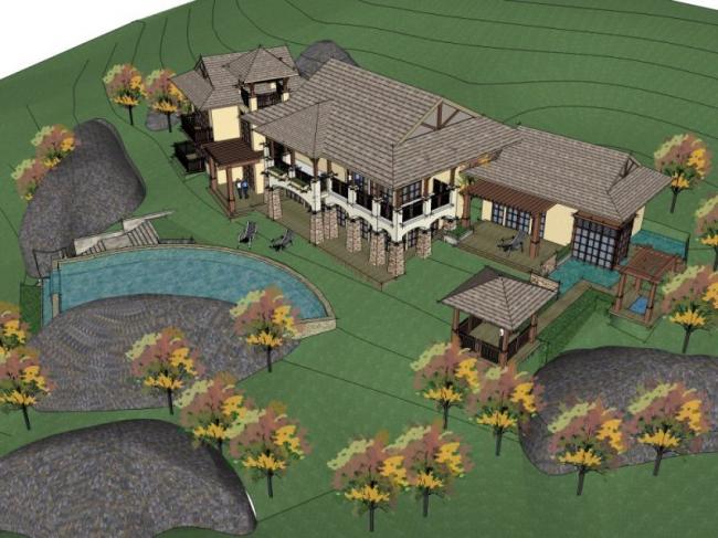 Sketchup别墅模型|叠拼别墅，东南亚风格