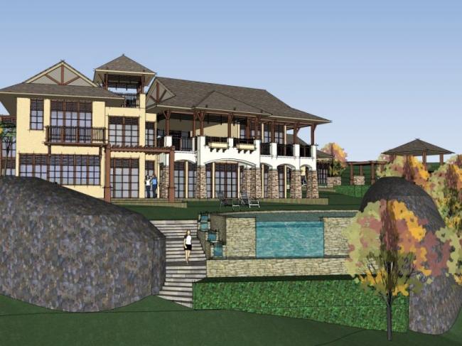 Sketchup别墅模型|叠拼别墅，东南亚风格