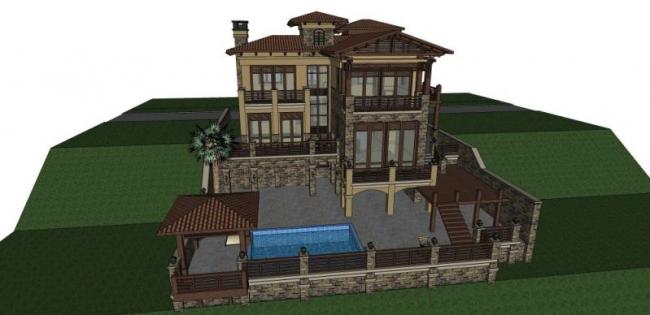 Sketchup别墅模型|叠拼别墅，现代风格