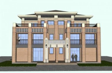 Sketchup别墅模型|双拼别墅，现代风格-BIM建筑网