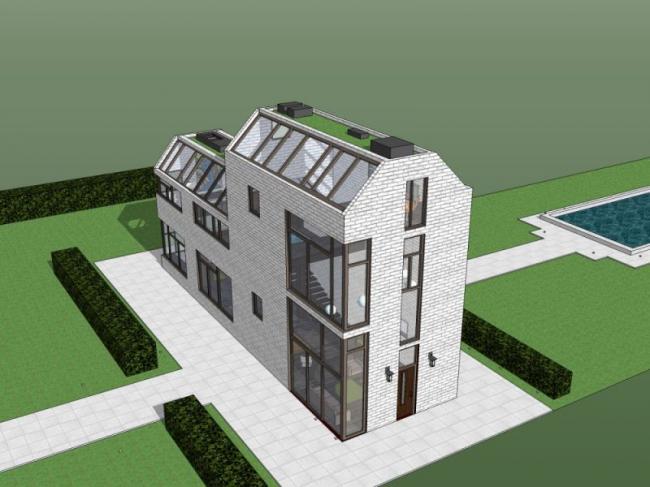 Sketchup别墅模型|独栋别墅，现代风格