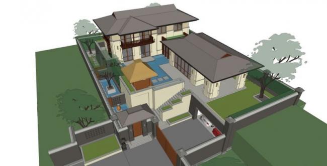 Sketchup别墅模型|叠拼别墅，现代风格