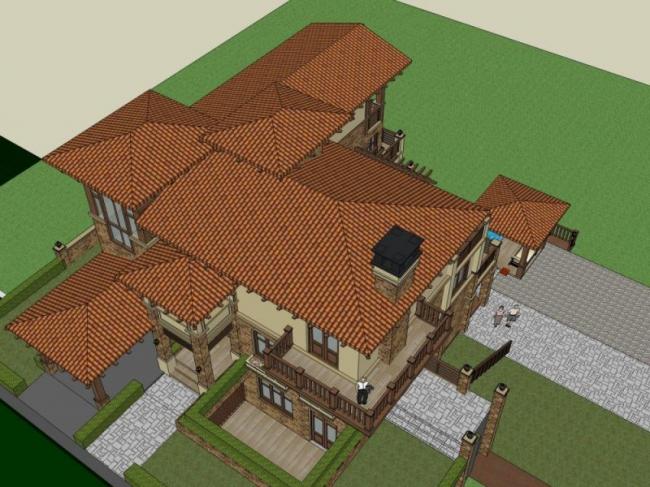 Sketchup别墅模型|叠拼别墅，欧式风格