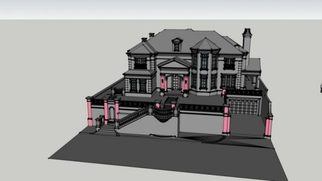 Sketchup别墅模型|独栋别墅，现代风格