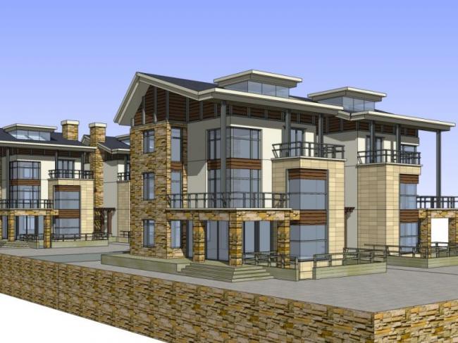 Sketchup别墅模型|双拼别墅，欧式风格