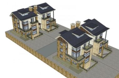 Sketchup别墅模型|双拼别墅，欧式风格-BIM建筑网