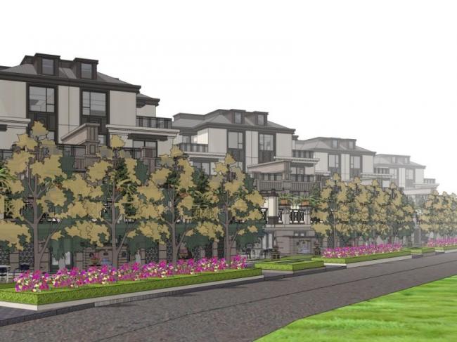 Sketchup别墅模型|双拼别墅，现代风格