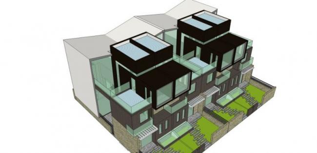 Sketchup别墅模型|双拼别墅，现代风格
