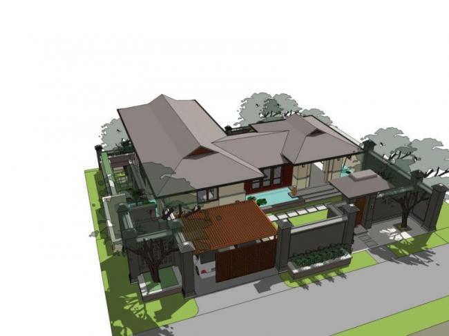 Sketchup别墅模型|独栋别墅，现代风格