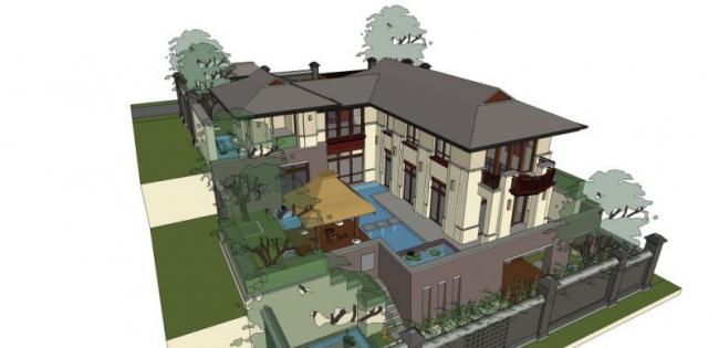 Sketchup别墅模型|独栋别墅，现代风格