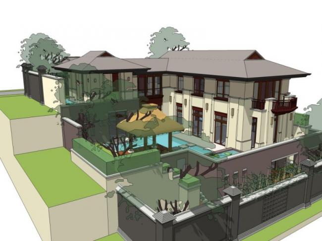 Sketchup别墅模型|独栋别墅，现代风格