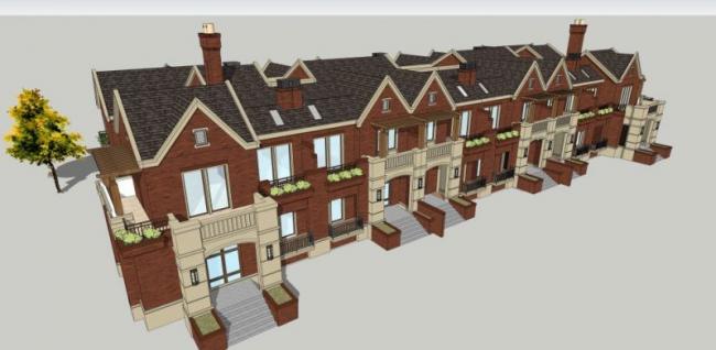 Sketchup别墅模型|联排别墅，现代风格