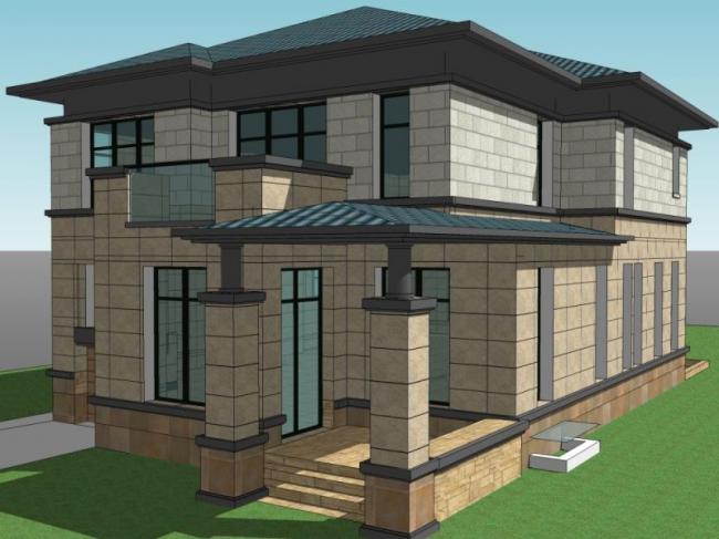 Sketchup别墅模型|独栋别墅，欧式风格