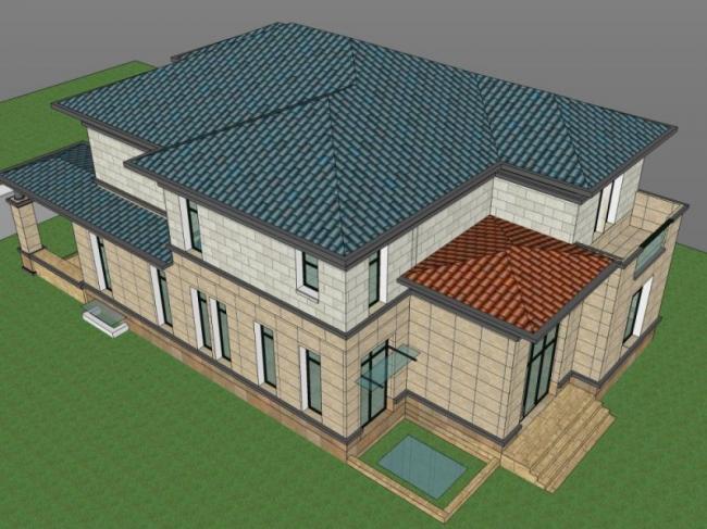 Sketchup别墅模型|独栋别墅，欧式风格