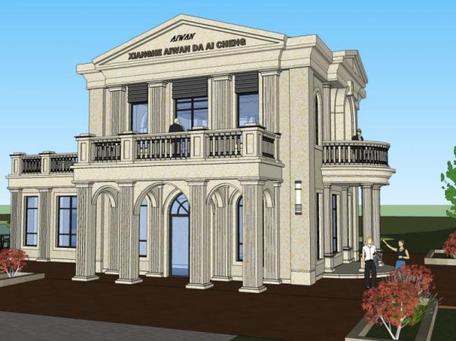 Sketchup别墅模型|独栋住宅，欧式风格