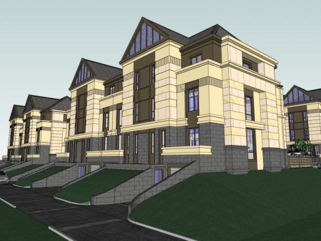 Sketchup别墅模型|联排别墅，现代风格