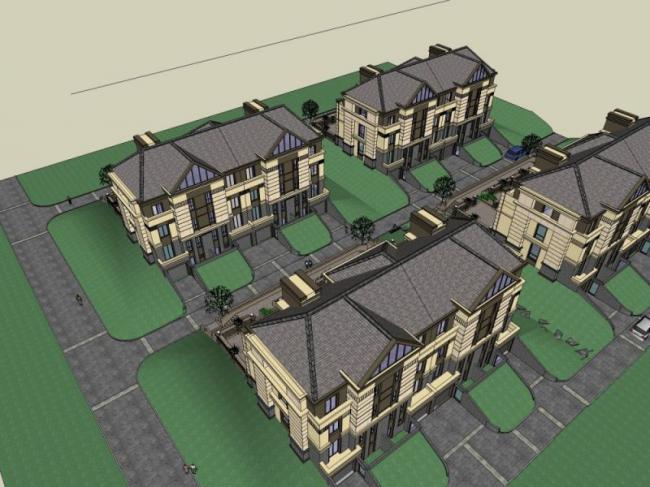 Sketchup别墅模型|联排别墅，现代风格
