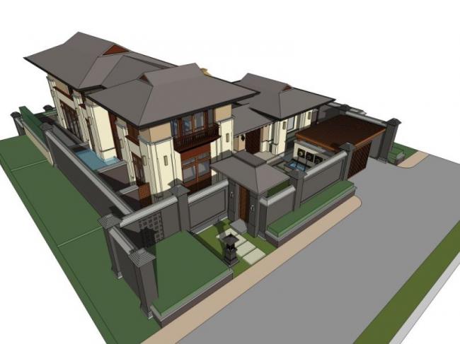Sketchup别墅模型|独栋别墅，现代风格