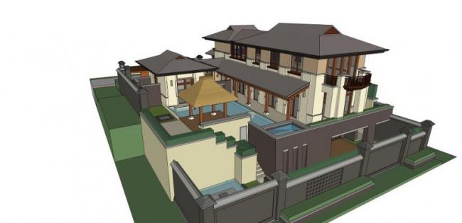 Sketchup别墅模型|独栋别墅，现代风格