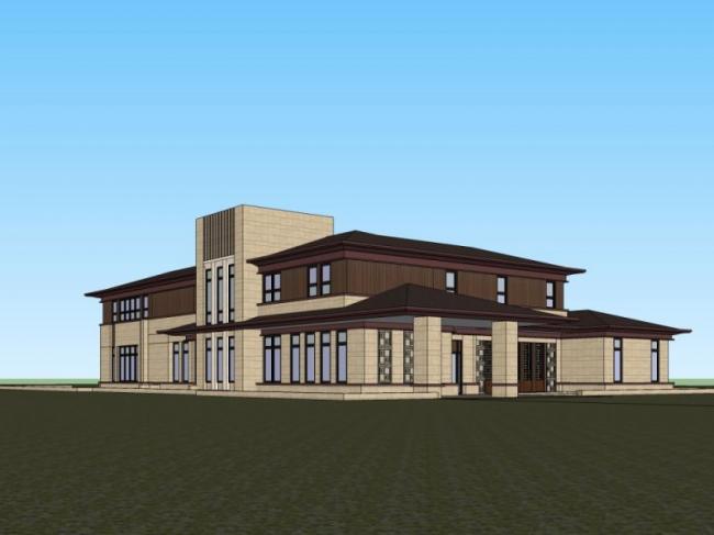 Sketchup别墅模型|独栋别墅，古典风格