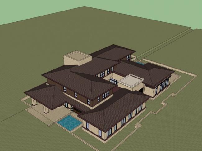 Sketchup别墅模型|独栋别墅，古典风格