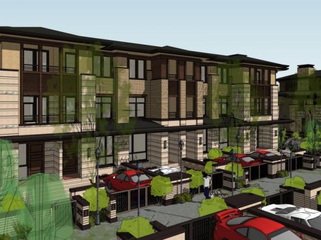 Sketchup别墅模型|联排别墅，现代风格