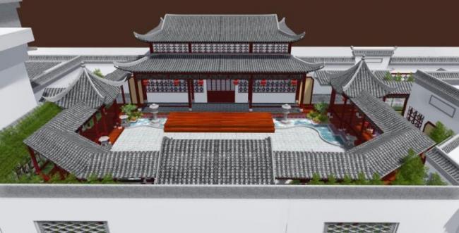 Sketchup别墅模型|独栋别墅，中式风格