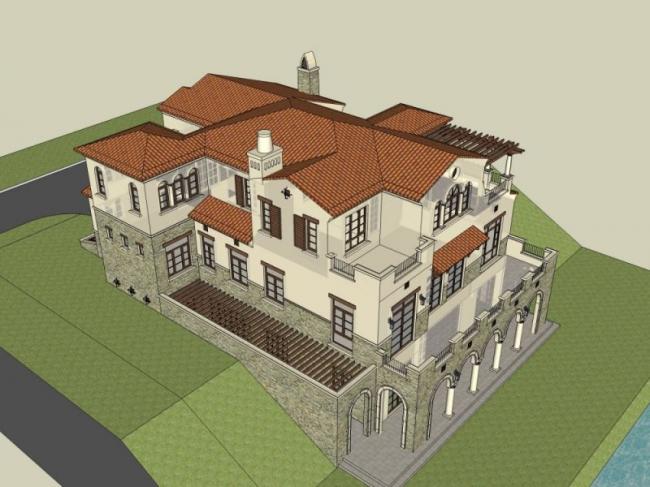 Sketchup别墅模型|独栋别墅，欧式风格