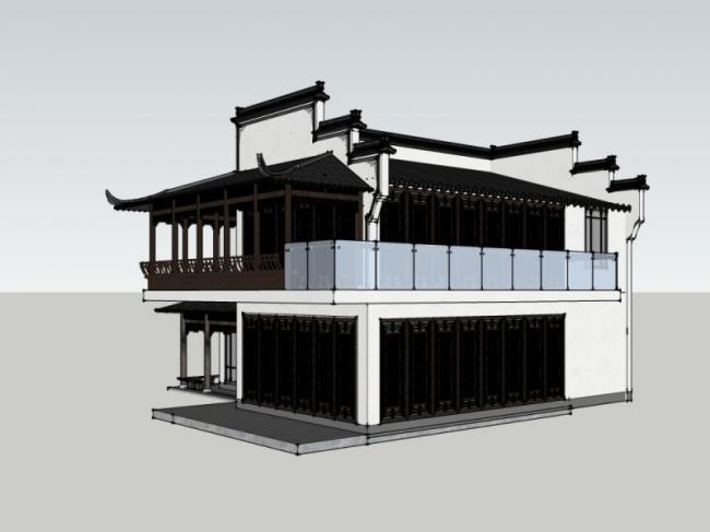 Sketchup别墅模型|独栋别墅，中式风格