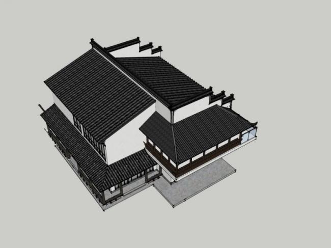 Sketchup别墅模型|独栋别墅，中式风格