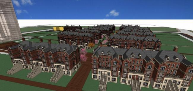Sketchup别墅模型|别墅群，英式风格