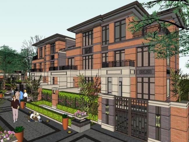 Sketchup别墅模型|双拼别墅，现代风格