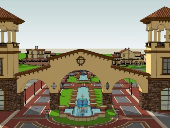 Sketchup别墅模型|别墅群，西班牙风格