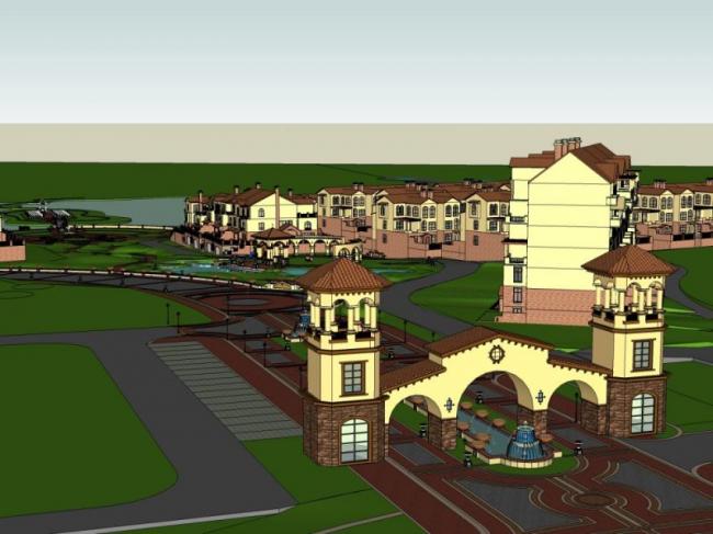 Sketchup别墅模型|别墅群，西班牙风格