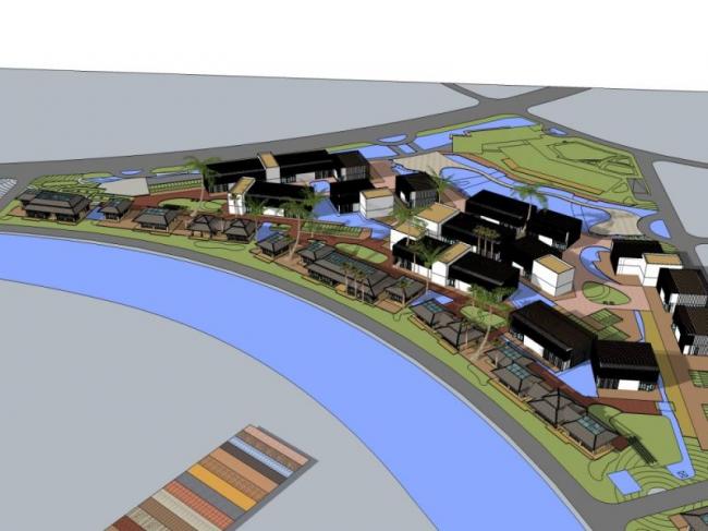 Sketchup别墅模型|度假别墅群，东南亚风格