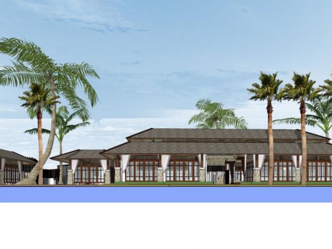 Sketchup别墅模型|度假别墅群，东南亚风格